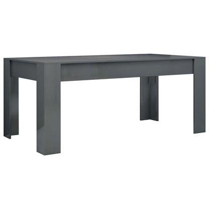 Tavolo da Pranzo Grigio Lucido 180x90x76cm in Legno Multistrato