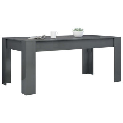 Tavolo da Pranzo Grigio Lucido 180x90x76cm in Legno Multistrato
