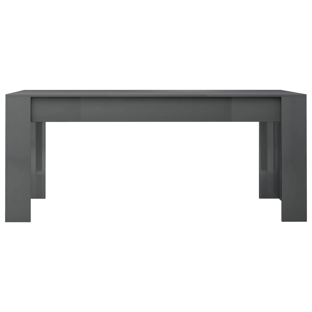 Tavolo da Pranzo Grigio Lucido 180x90x76cm in Legno Multistrato