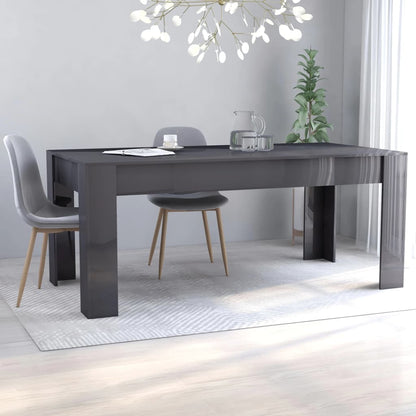 Tavolo da Pranzo Grigio Lucido 180x90x76cm in Legno Multistrato