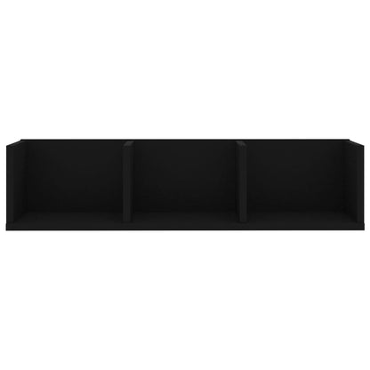Scaffale Porta CD a Parete Nero 75x18x18 cm Legno Multistrato