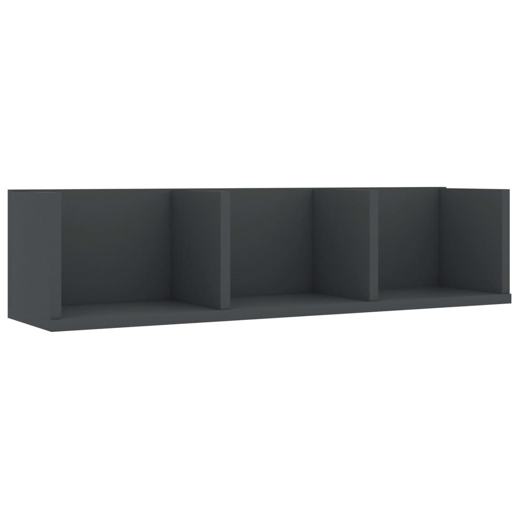 Scaffale Porta CD a Parete Grigio 75x18x18 cm Legno Multistrato