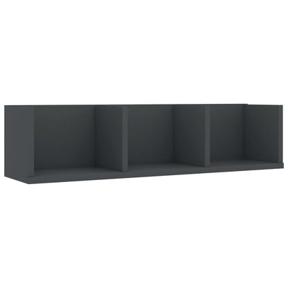 Scaffale Porta CD a Parete Grigio 75x18x18 cm Legno Multistrato