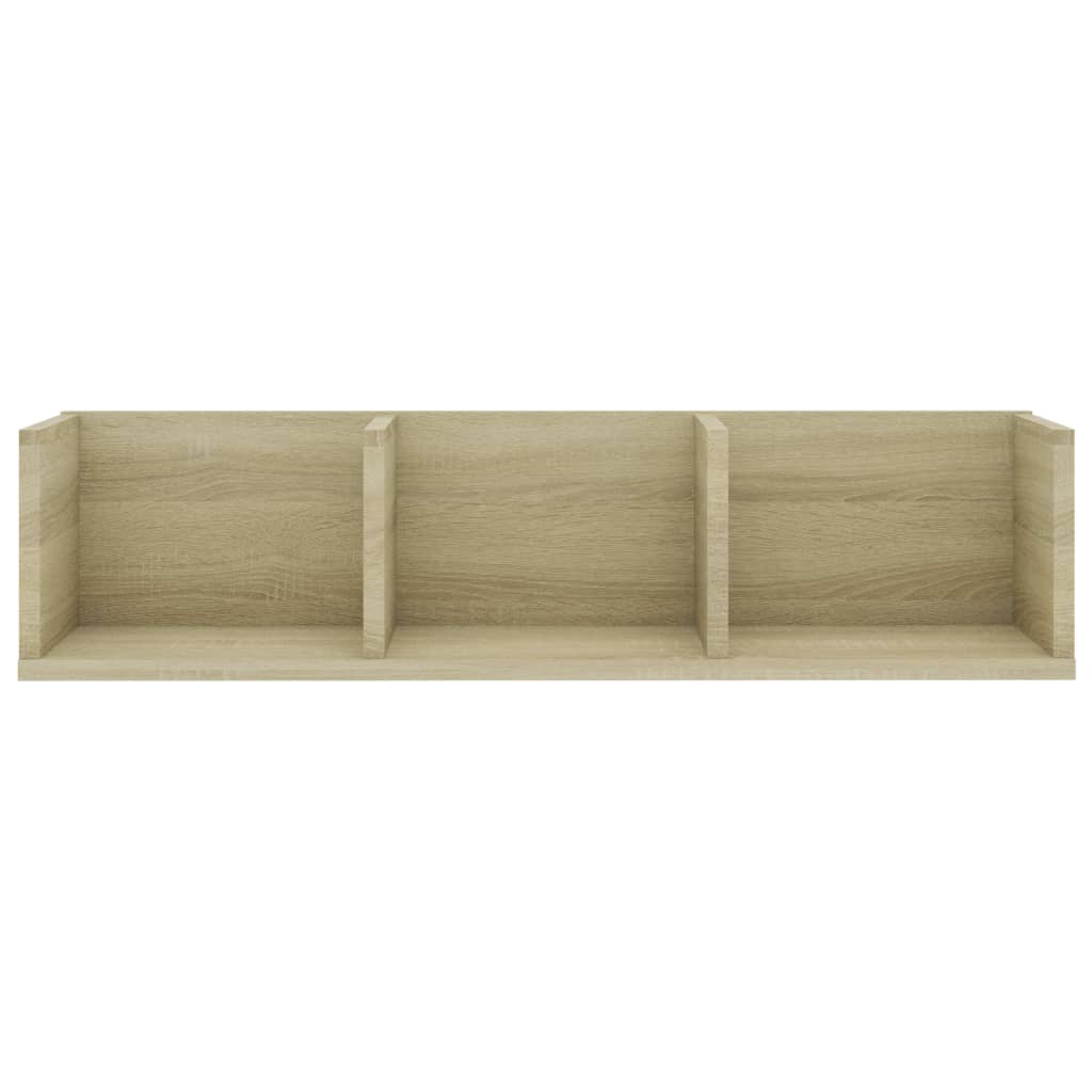 Scaffale Porta CD a Parete Rovere Sonoma 75x18x18cm Multistrato