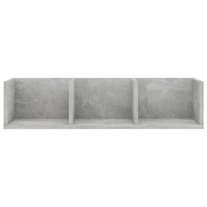 Scaffale Porta CD Parete Grigio Cemento 75x18x18 cm Multistrato