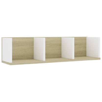 Scaffale CD Parete Bianco Rovere Sonoma 75x18x18 cm Multistrato