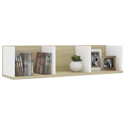 Scaffale CD Parete Bianco Rovere Sonoma 75x18x18 cm Multistrato