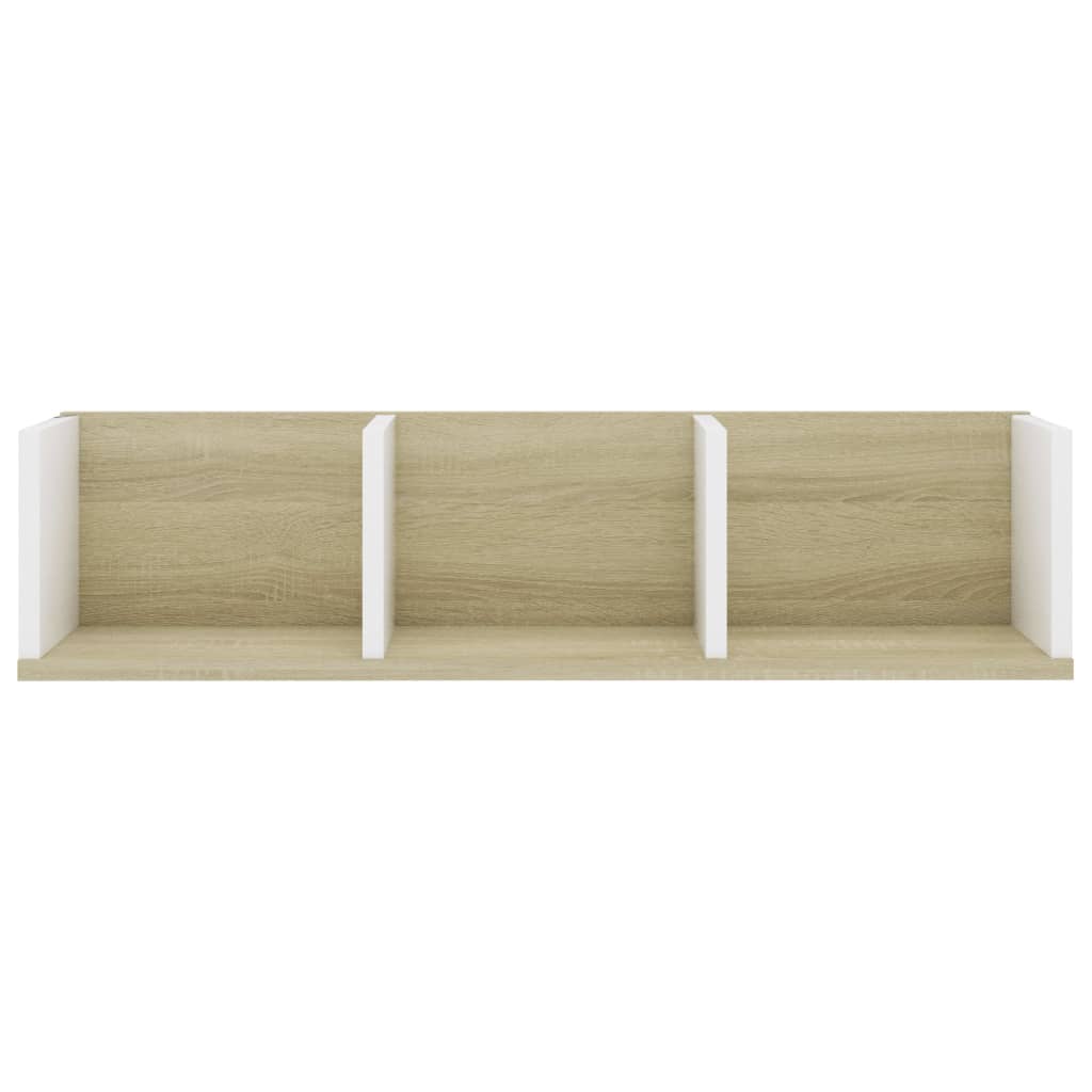 Scaffale CD Parete Bianco Rovere Sonoma 75x18x18 cm Multistrato