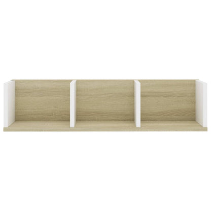 Scaffale CD Parete Bianco Rovere Sonoma 75x18x18 cm Multistrato