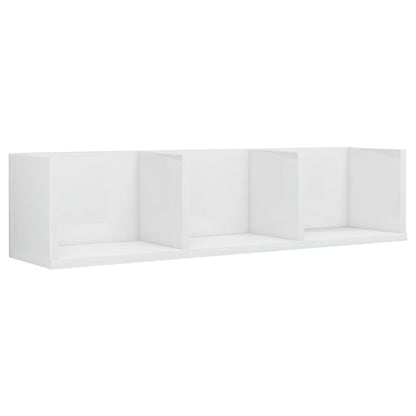 Scaffale Porta CD Parete Bianco Lucido 75x18x18 cm Multistrato