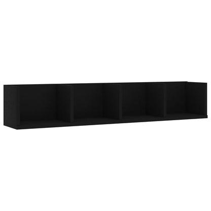Scaffale Porta CD a Parete Nero 100x18x18 cm Legno Multistrato