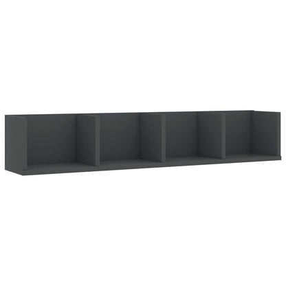 Scaffale Porta CD a Parete Grigio 100x18x18cm Legno Multistrato