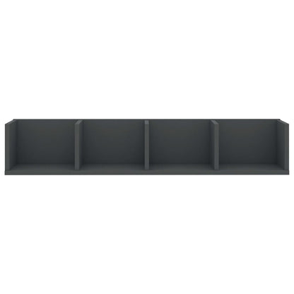 Scaffale Porta CD a Parete Grigio 100x18x18cm Legno Multistrato