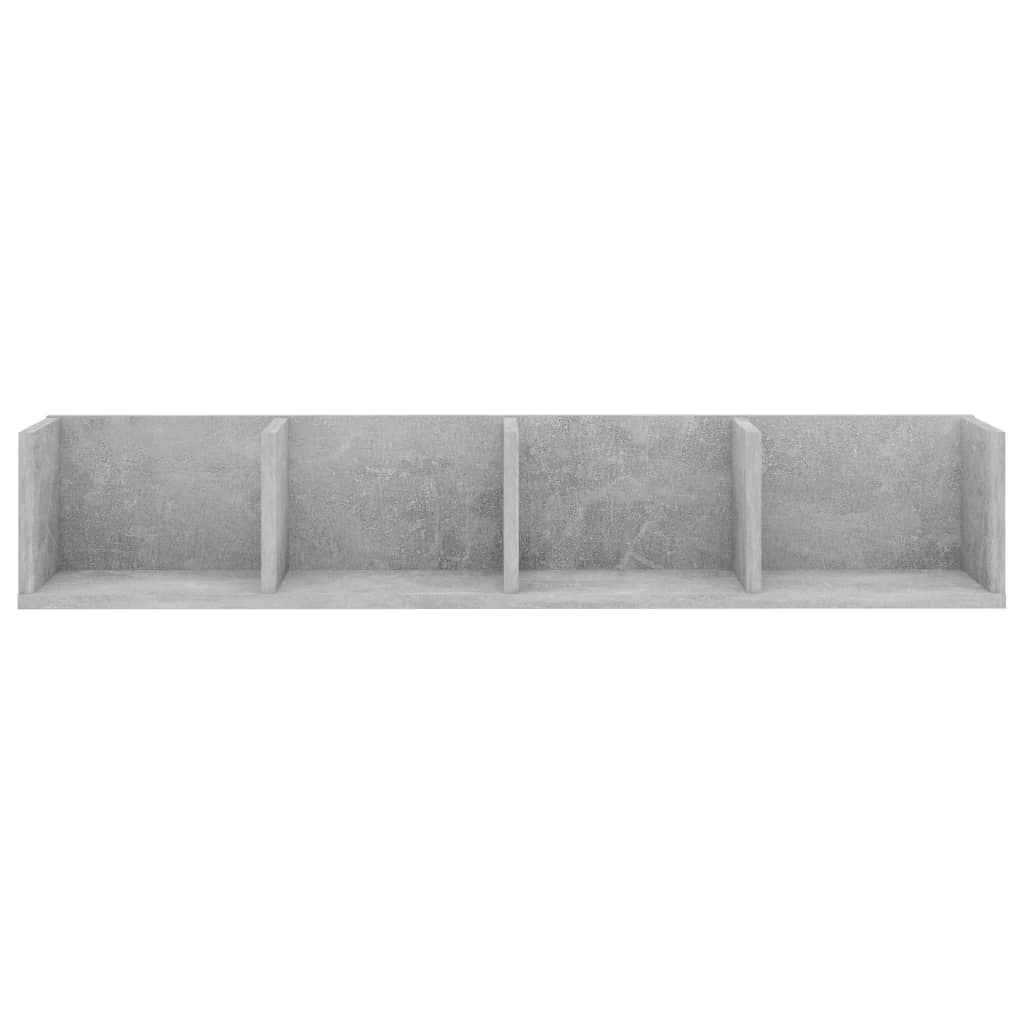 Scaffale Porta CD Grigio Cemento 100x18x18 cm Legno Multistrato