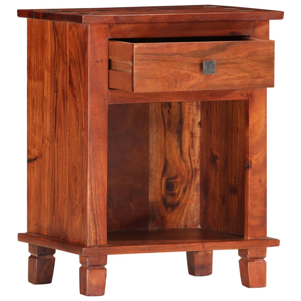 Comodino 40x30x50 cm in Legno Massello di Acacia