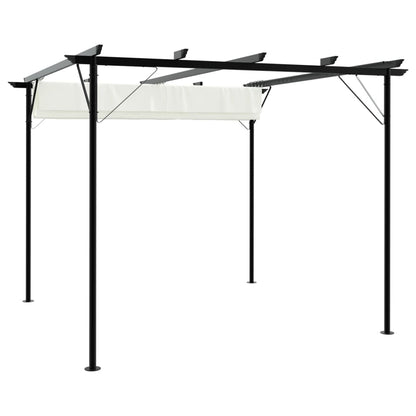 Pergola da Giardino Tetto Retrattile Bianco Crema 3x3 m Acciaio