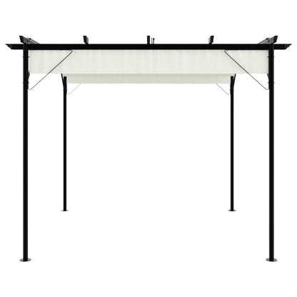 Pergola da Giardino Tetto Retrattile Bianco Crema 3x3 m Acciaio
