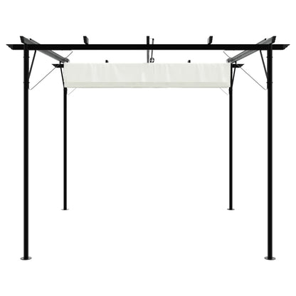 Pergola da Giardino Tetto Retrattile Bianco Crema 3x3 m Acciaio