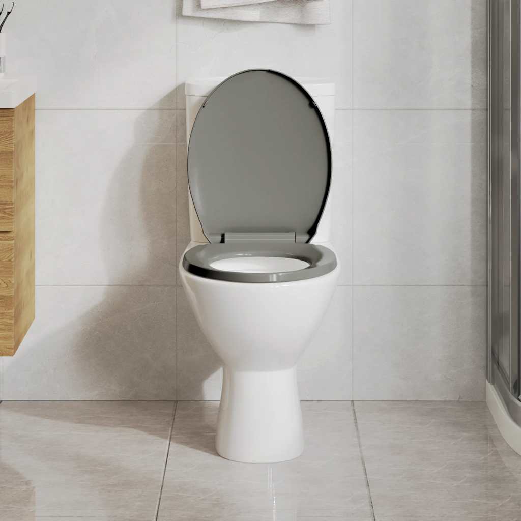 Copriwater Chiusura Ammortizzata e Sgancio Rapido Grigio Ovale