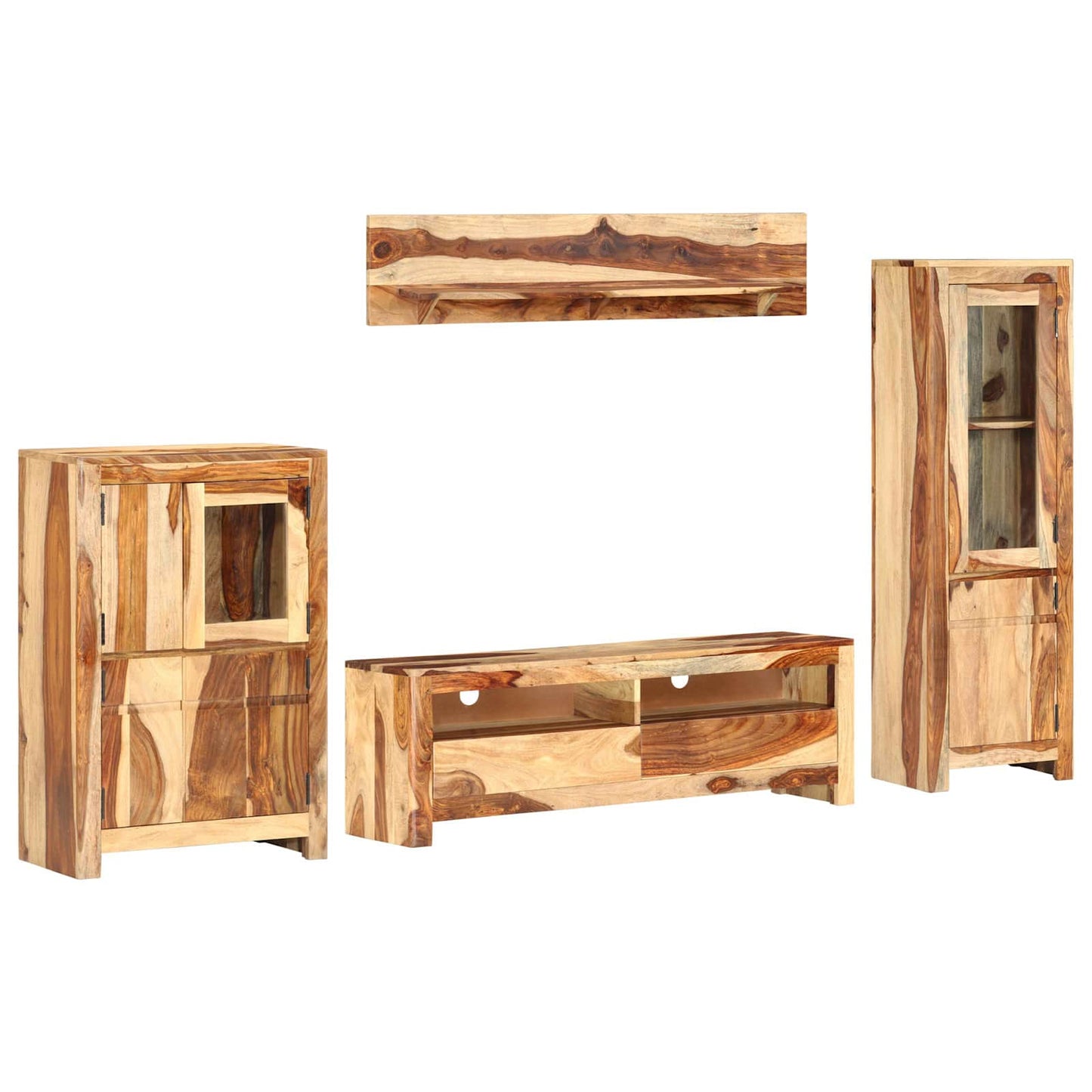 Set di Unità TV con cassetto Montaggio a parete Marrone legno