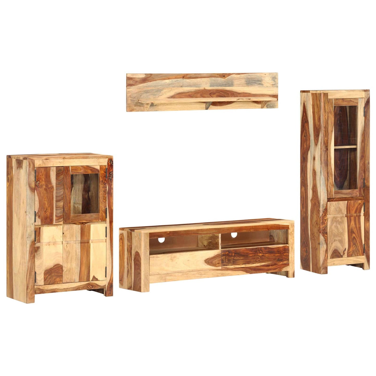 Set di Unità TV con cassetto Montaggio a parete Marrone legno