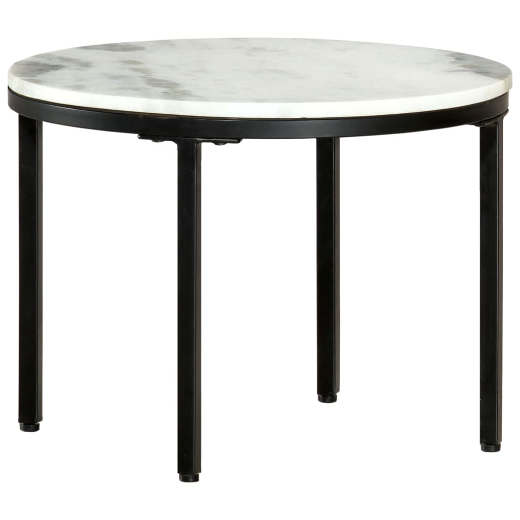 Tavolino da Salotto Bianco e Nero Ã˜50 cm in Vero Marmo Solido