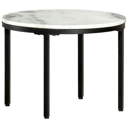 Tavolino da Salotto Bianco e Nero Ã˜50 cm in Vero Marmo Solido