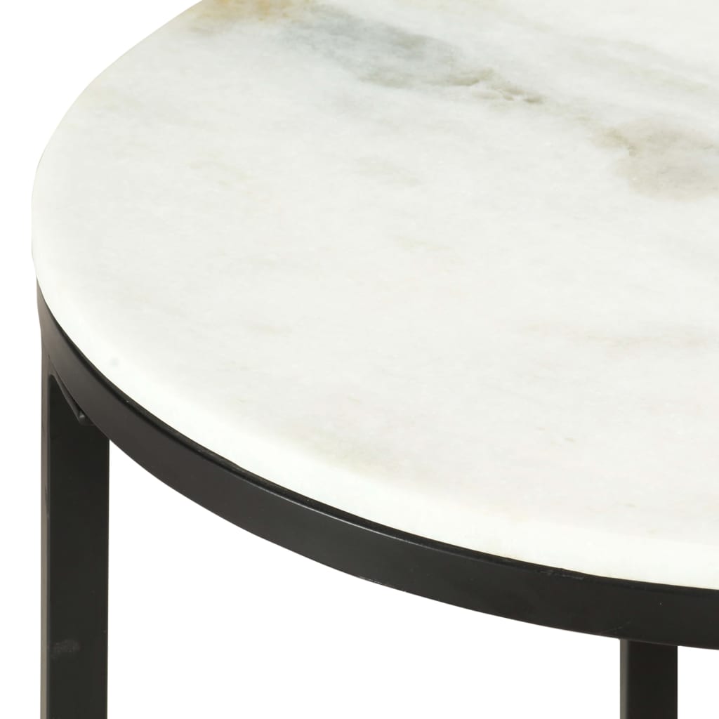 Tavolino da Salotto Bianco e Nero Ã˜50 cm in Vero Marmo Solido