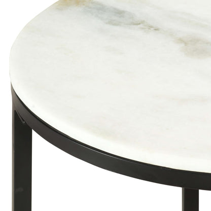 Tavolino da Salotto Bianco e Nero Ã˜50 cm in Vero Marmo Solido