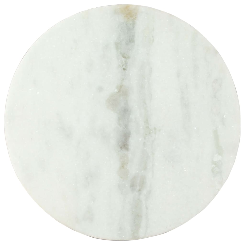 Tavolino da Salotto Bianco e Nero Ã˜50 cm in Vero Marmo Solido