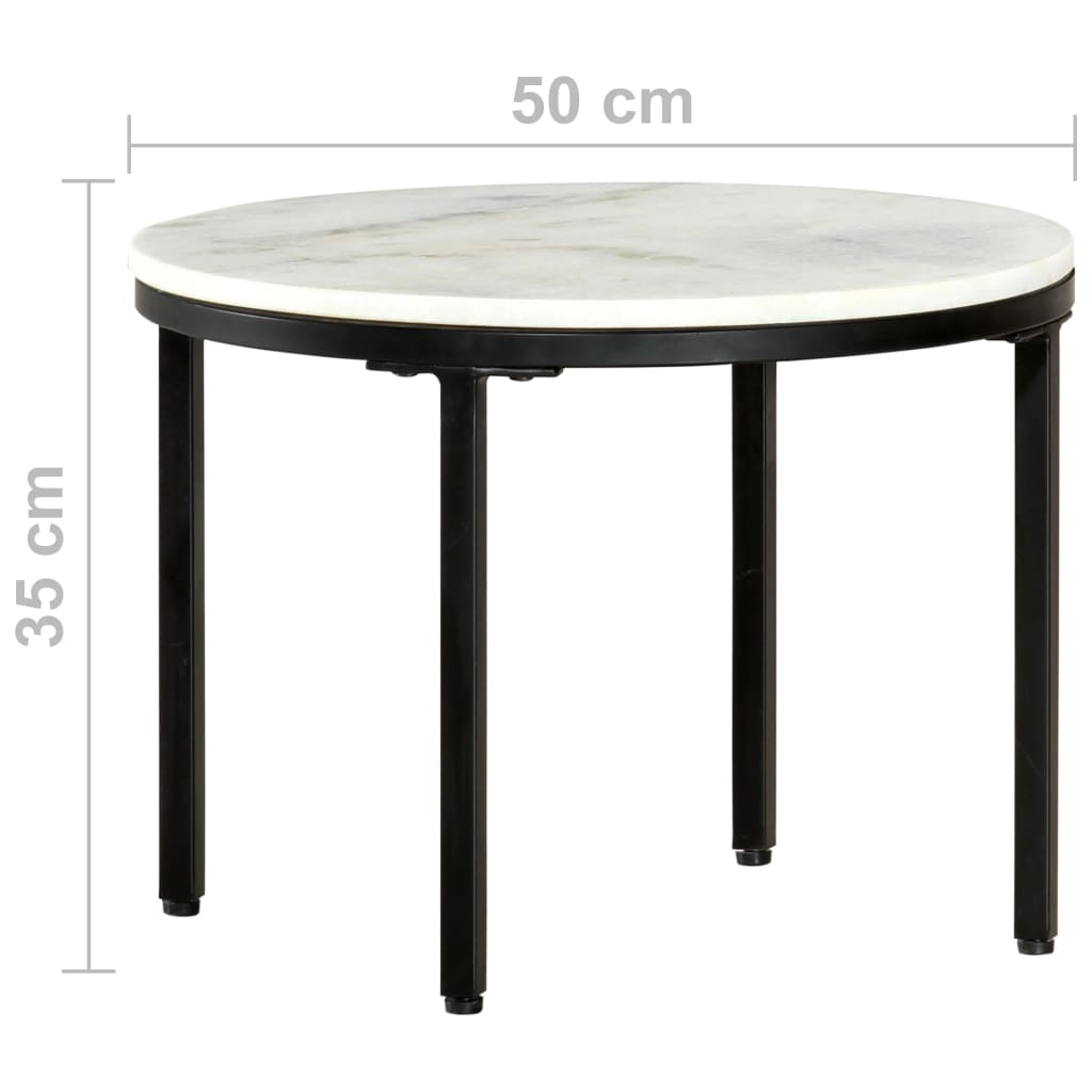 Tavolino da Salotto Bianco e Nero Ã˜50 cm in Vero Marmo Solido
