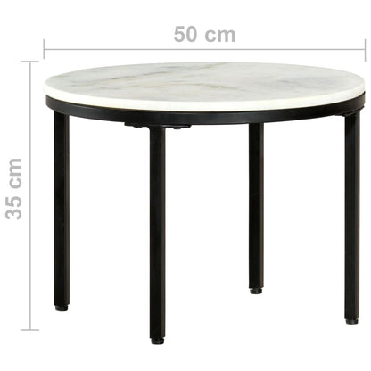 Tavolino da Salotto Bianco e Nero Ã˜50 cm in Vero Marmo Solido