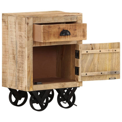 Comodino 40x30x57 cm in Legno Massello di Mango