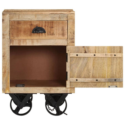 Comodino 40x30x57 cm in Legno Massello di Mango