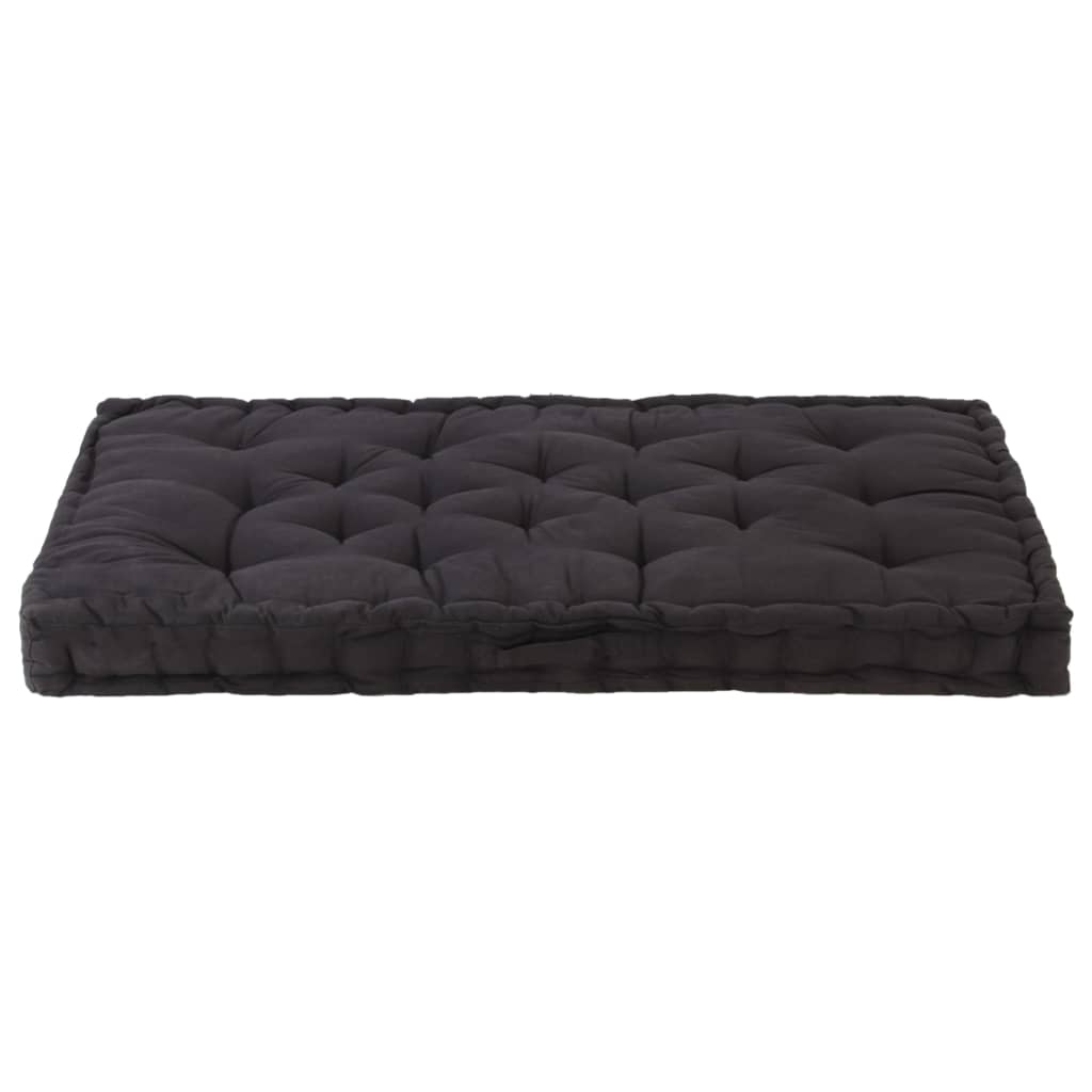 Cuscino per Pallet e Pavimento in Cotone 120x80x10 cm Nero