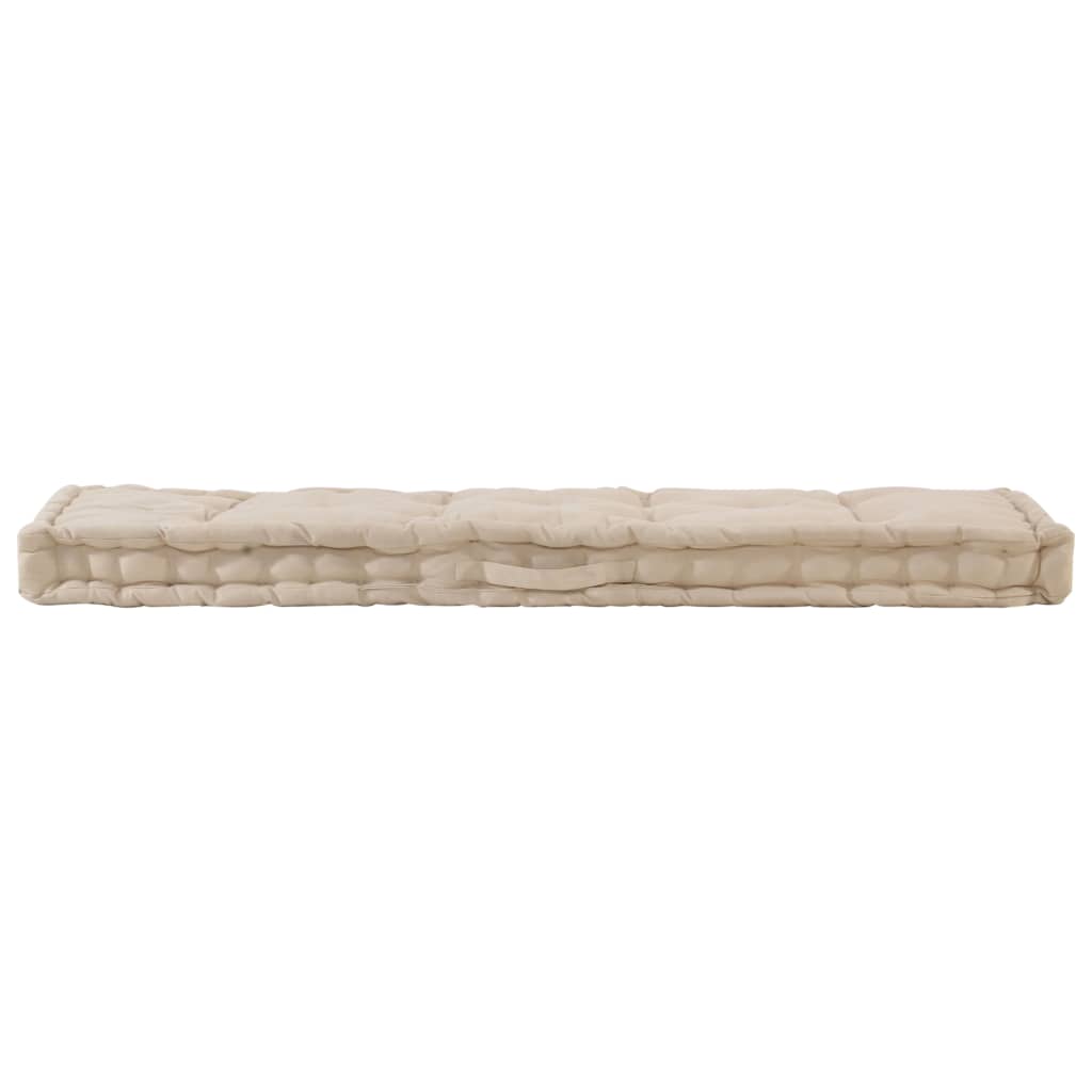 Cuscino per Pallet e Pavimento in Cotone 120x40x7 cm Beige