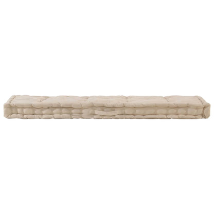 Cuscino per Pallet e Pavimento in Cotone 120x40x7 cm Beige