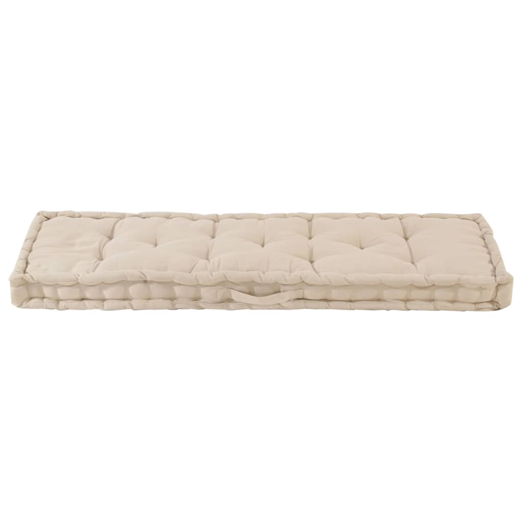 Cuscino per Pallet e Pavimento in Cotone 120x40x7 cm Beige