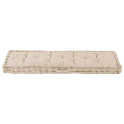 Cuscino per Pallet e Pavimento in Cotone 120x40x7 cm Beige