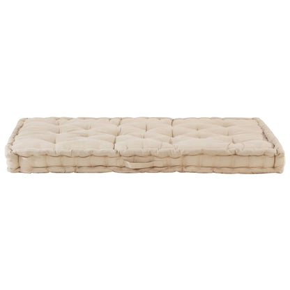 Cuscino per Pallet e Pavimento in Cotone 120x80x10 cm Beige