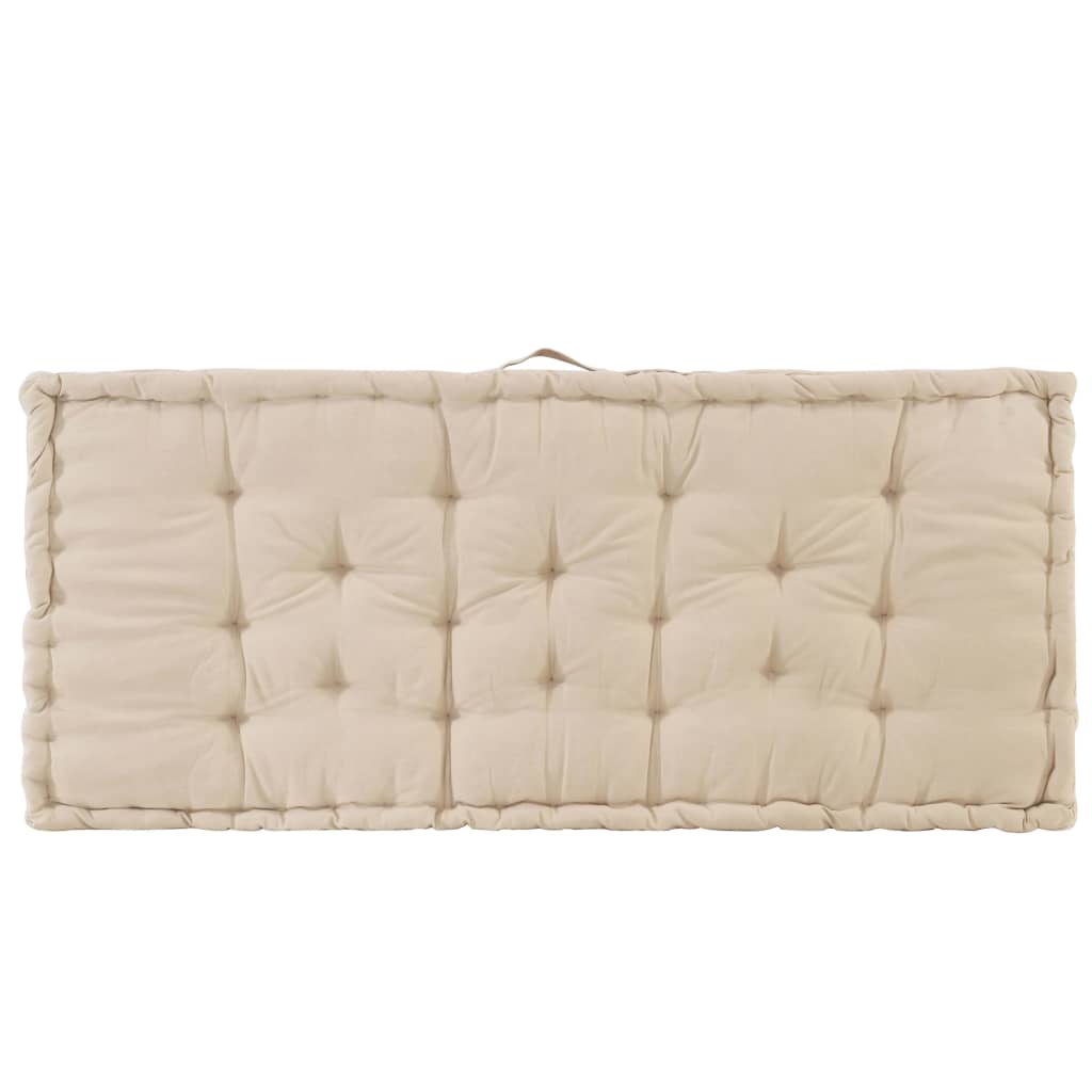 Cuscino per Pallet e Pavimento in Cotone 120x80x10 cm Beige