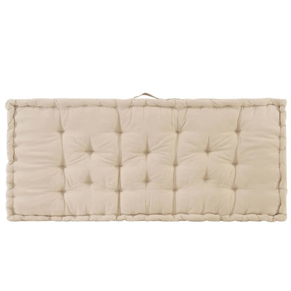 Cuscino per Pallet e Pavimento in Cotone 120x80x10 cm Beige