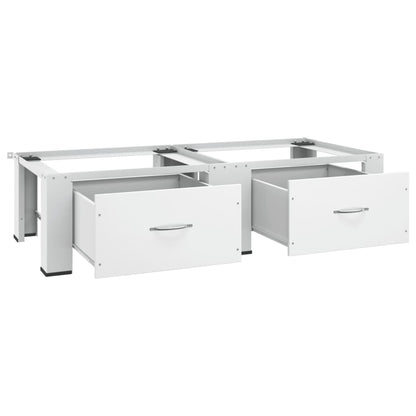 Supporto Doppio Lavatrice e Asciugatrice con Cassetti Bianco