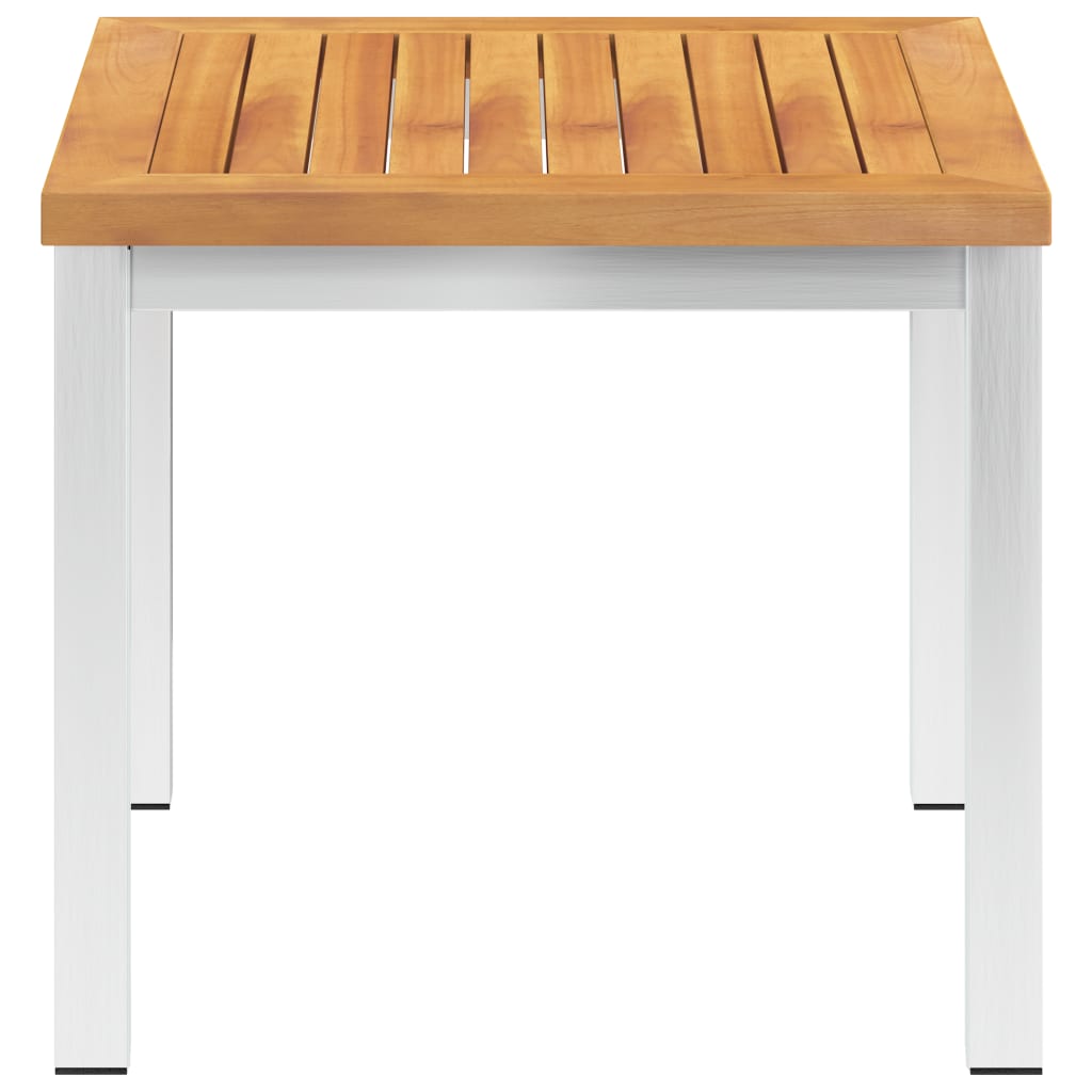 Tavolino da Giardino 45x45x38cm in Legno Acacia e Acciaio Inox