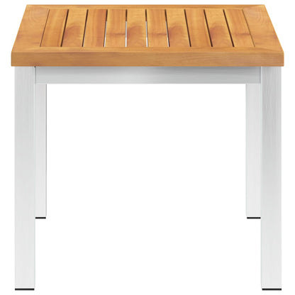 Tavolino da Giardino 45x45x38cm in Legno Acacia e Acciaio Inox