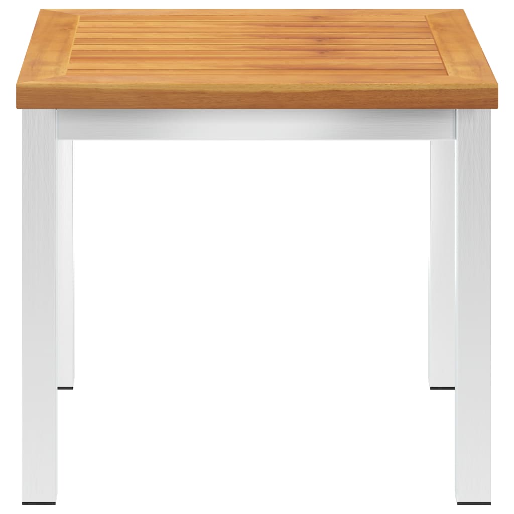 Tavolino da Giardino 45x45x38cm in Legno Acacia e Acciaio Inox