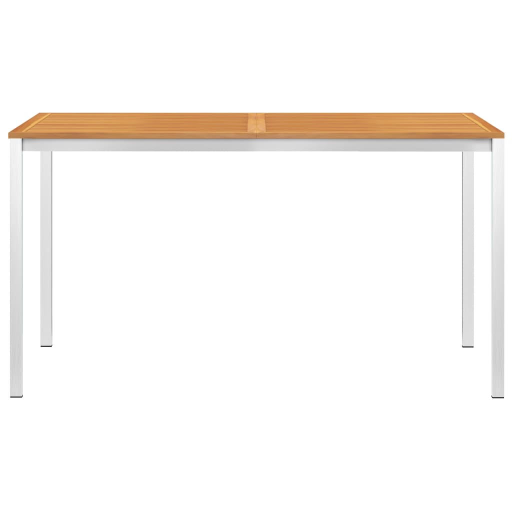 Tavolo Pranzo Giardino 140x80x75cm Legno Acacia e Acciaio Inox