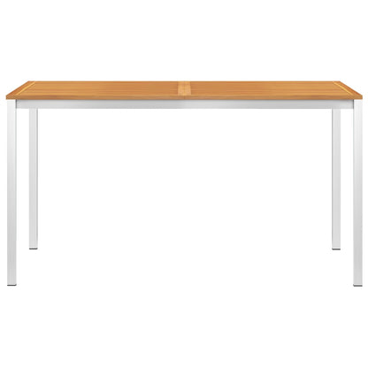 Tavolo Pranzo Giardino 140x80x75cm Legno Acacia e Acciaio Inox