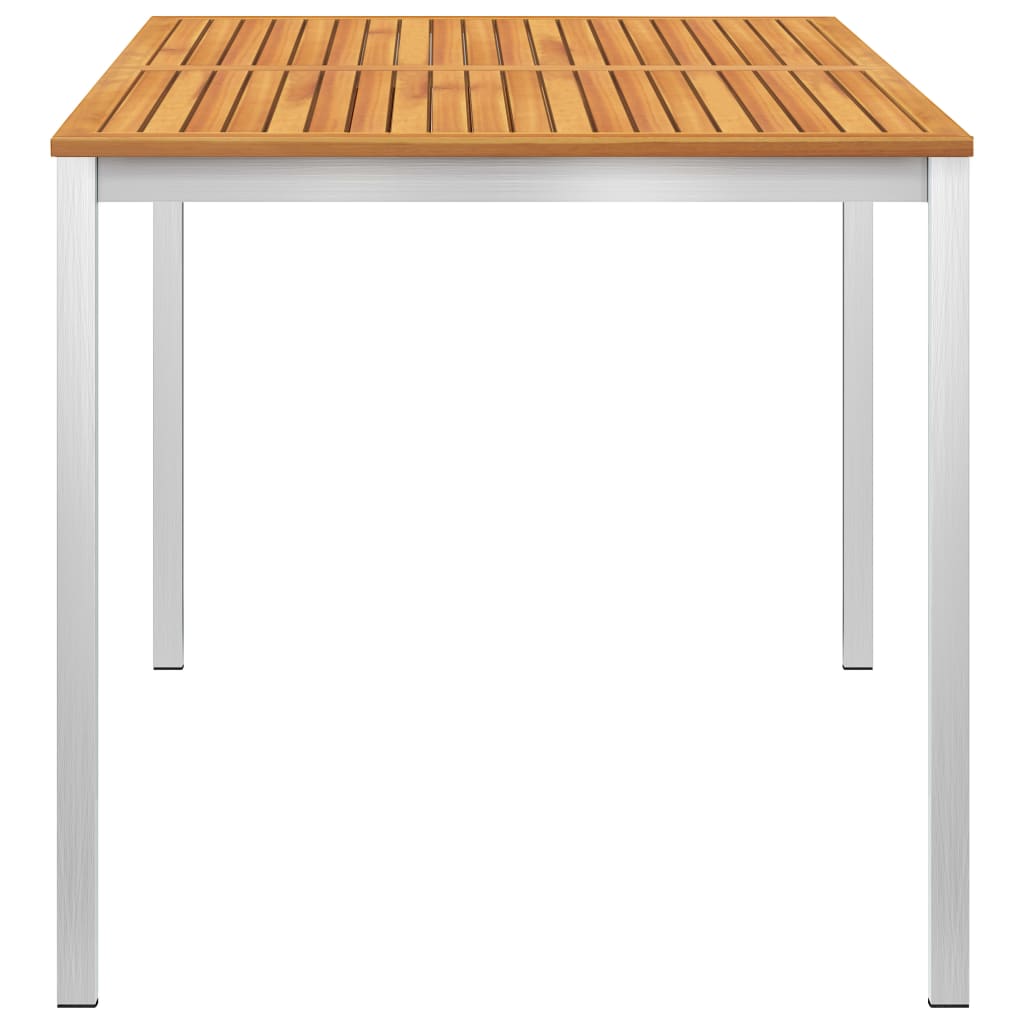 Tavolo Pranzo Giardino 140x80x75cm Legno Acacia e Acciaio Inox