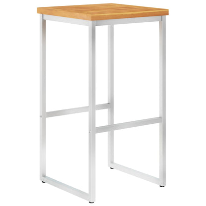 Sgabelli da Bar 2 pz in Legno Massello di Acacia e Acciaio Inox